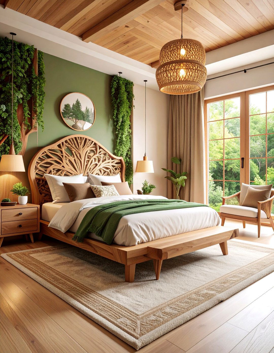 Forest Guardian Viking Bedroom with Natural Wood Accents - 25 Viking Bedroom Ideas