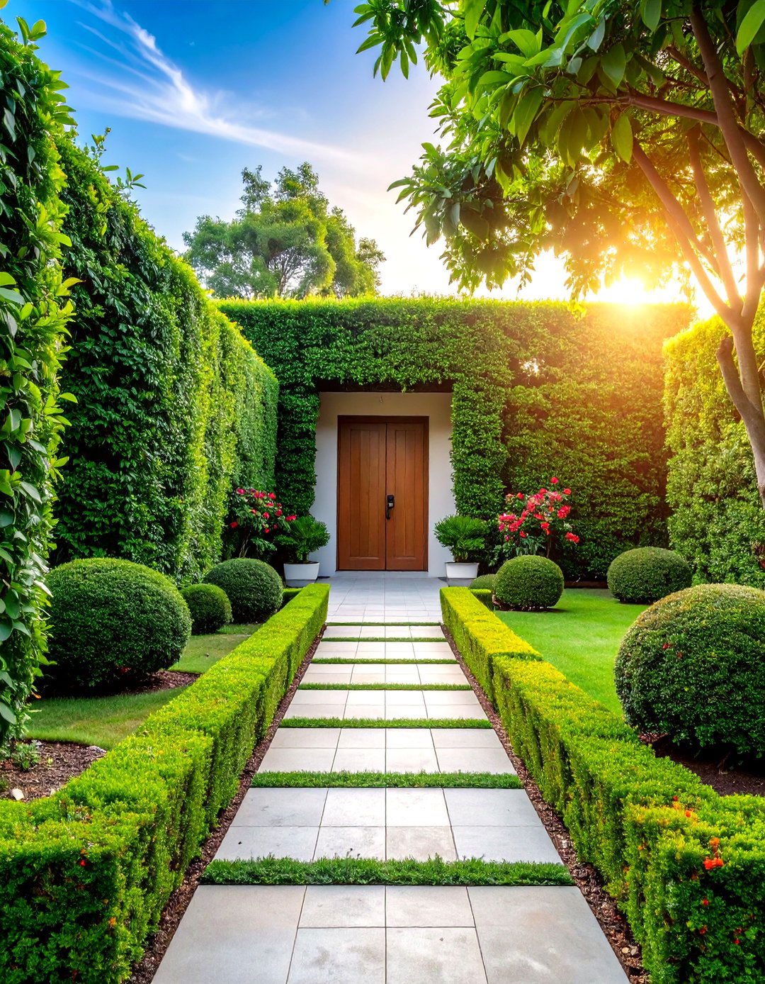 Formal Boxwood Courtyard Design - 25 Front Yard Boxwood Designs