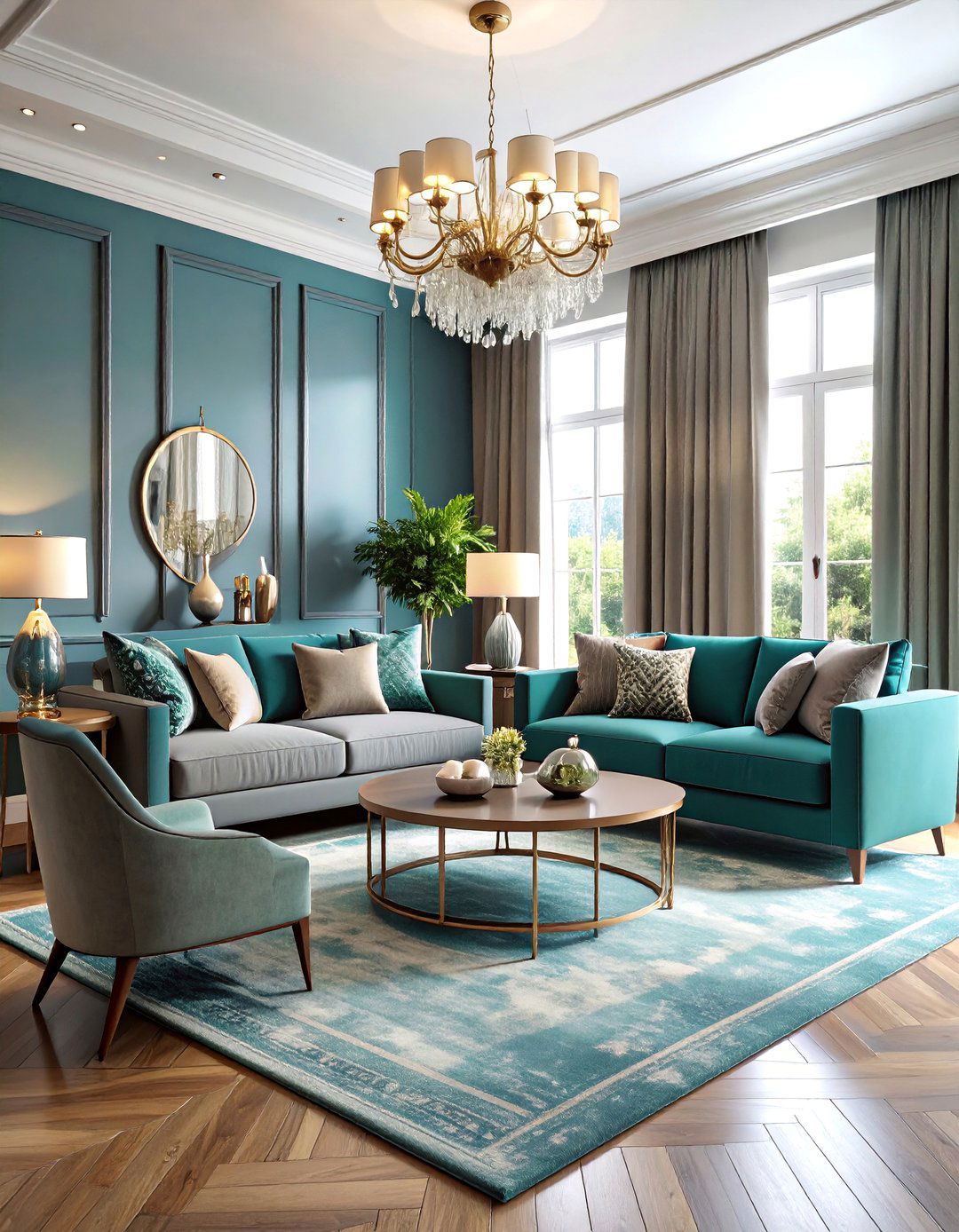 Formal Entertainment Ready - 25 Teal and Grey Living Room Ideas