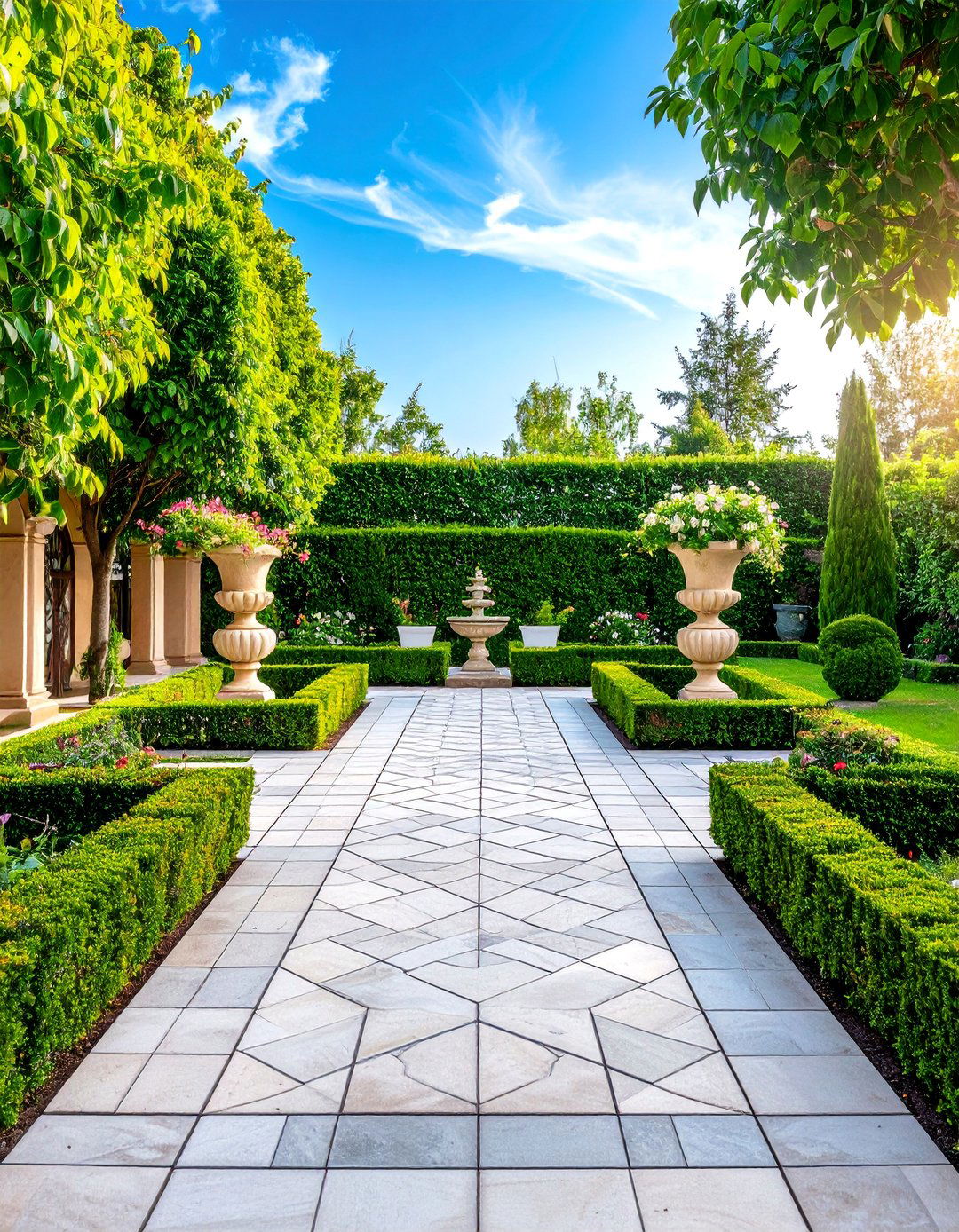 Formal Flagstone Patio Garden - 25 Stone Garden Ideas