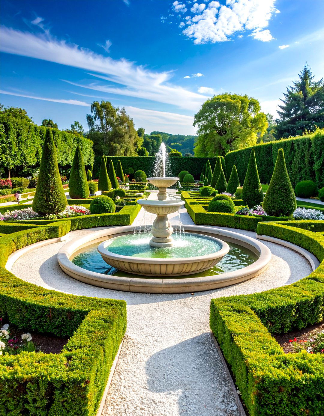 Formal Garden White Crushed Marble Parterre Design - 25 White Rock Landscaping Ideas