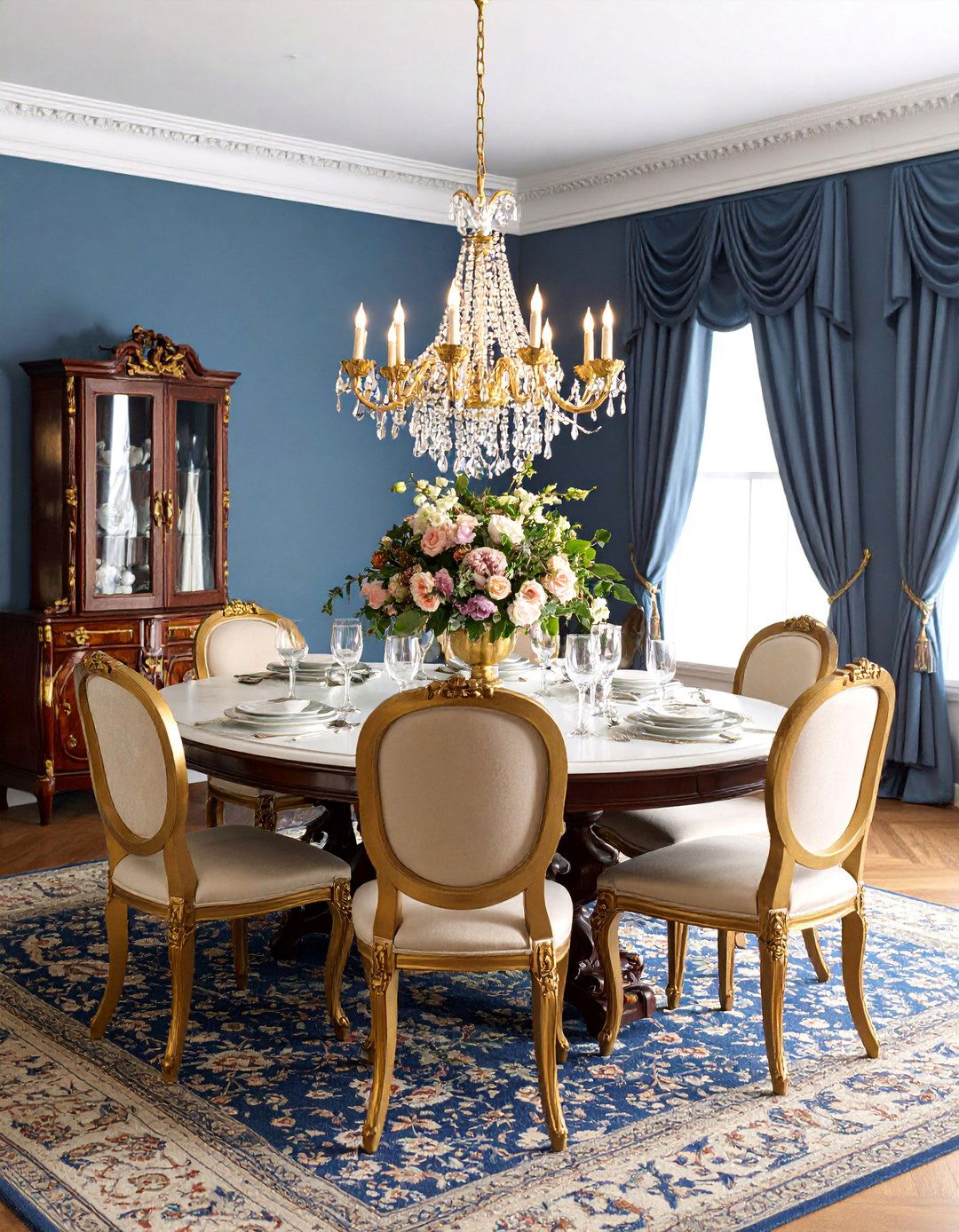Formal Georgian Colonial Dining Room with Chippendale Chairs - 25 Colonial Dining Room Ideas