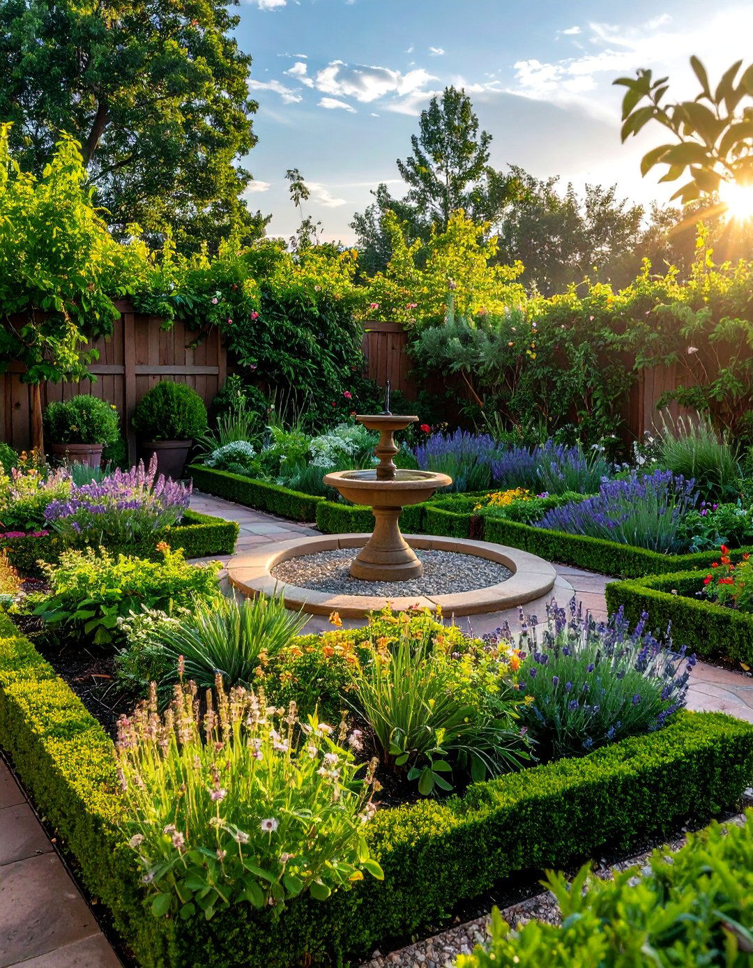 Formal Herb Garden with Geometric Layout - 25 Front Yard Landscaping Ideas