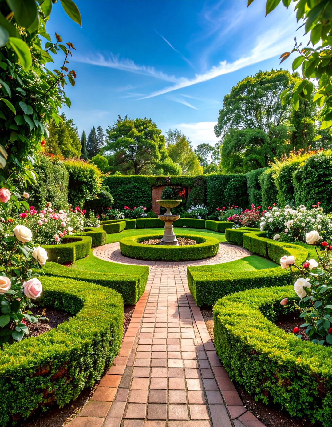Formal Rose Circle with Boxwood Edging - 25 Round Garden Bed Ideas