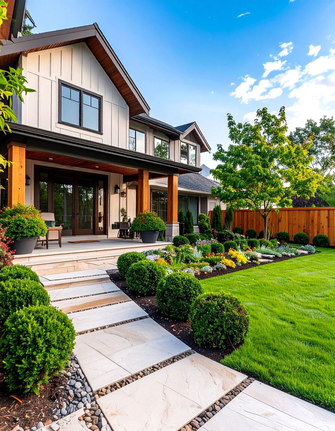 Formal Symmetrical Foundation Design - 25 Front Yard Texas Flower Bed Ideas