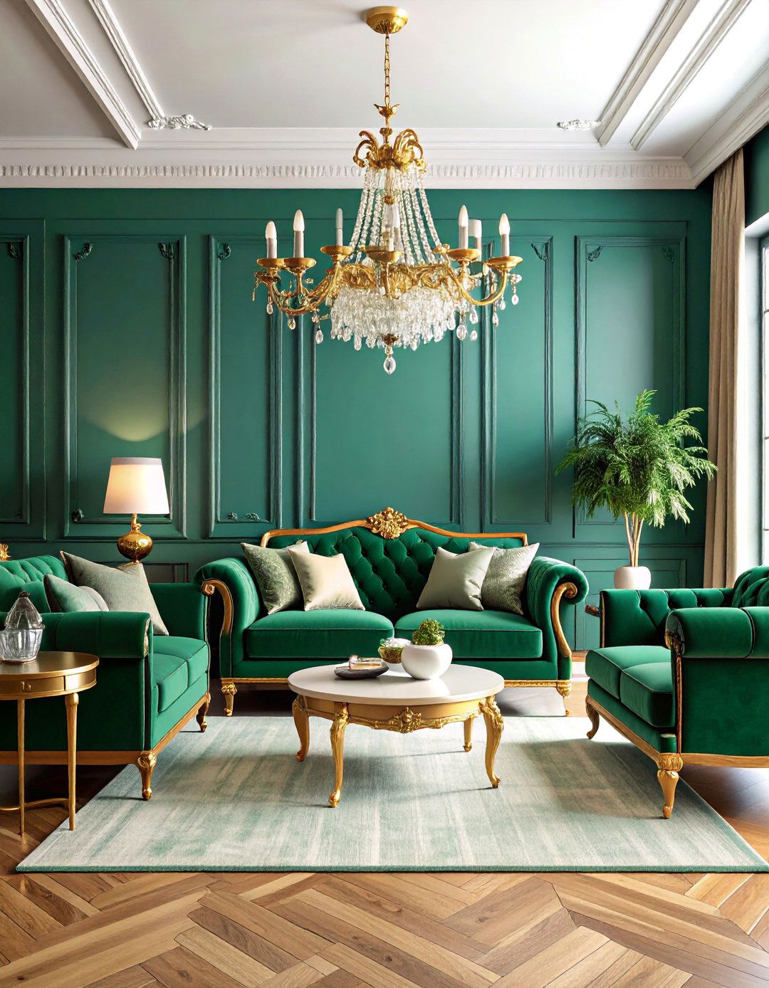 Formal Traditional Emerald and Gold Living Room - 25 Emerald Green and Gold Living Room Ideas