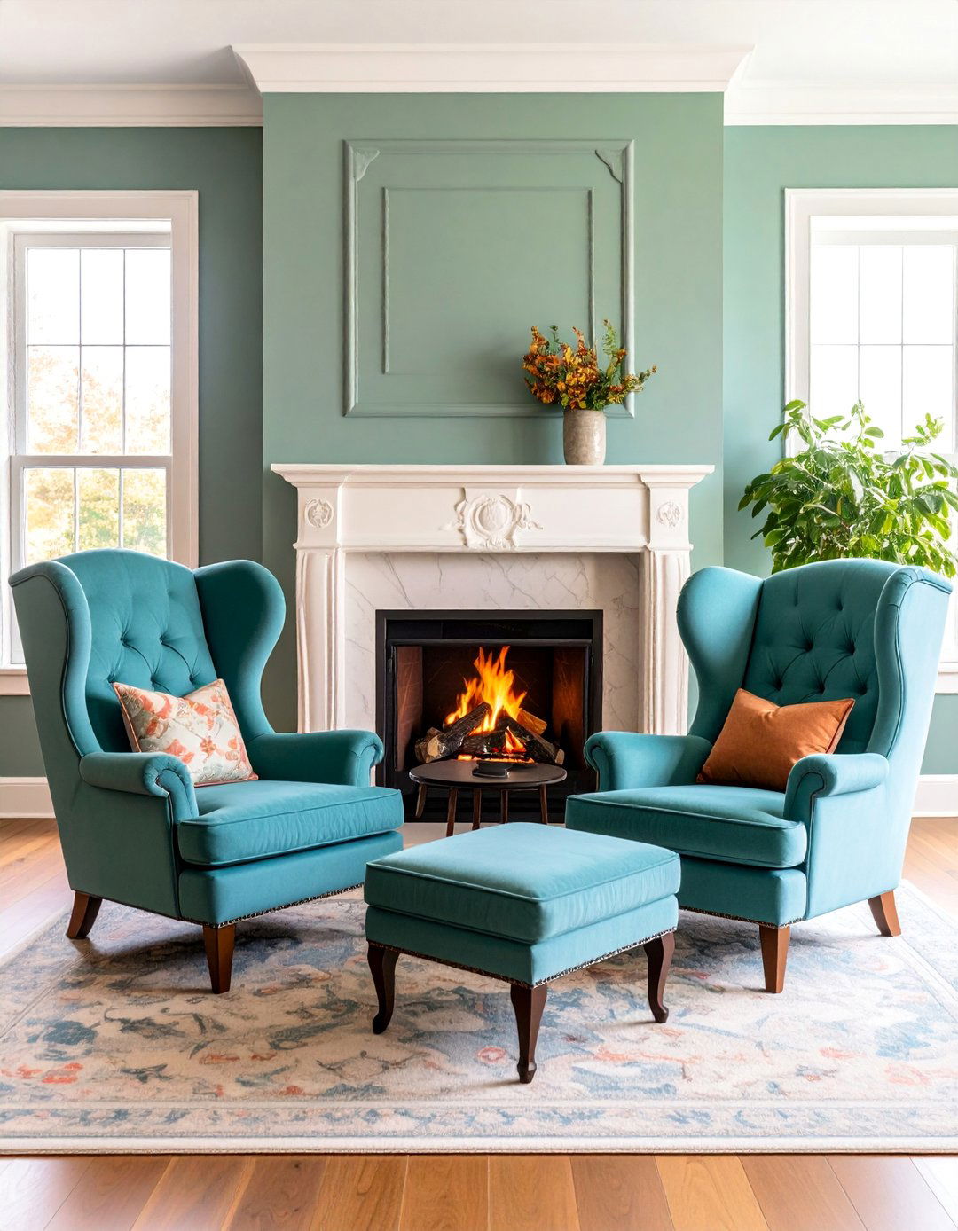 Formal Wingback Chair Fireplace Seating - 25 Fireplace Seating Ideas