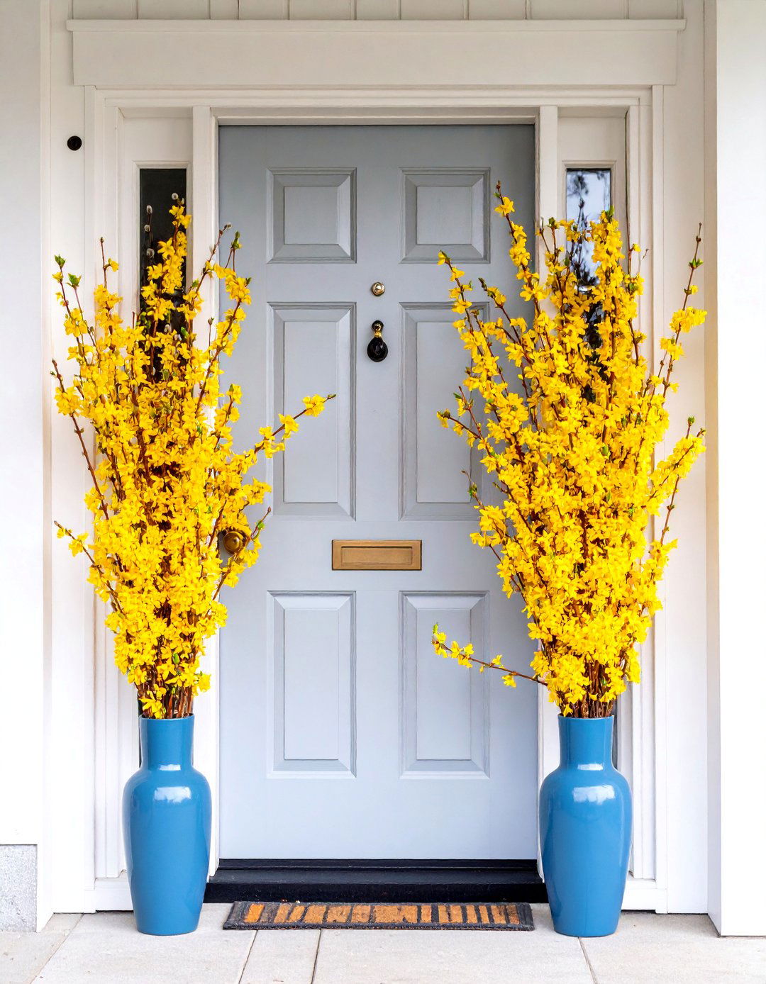 Forsythia Branch Door Arrangement - 25 Spring Front Door Decor Ideas