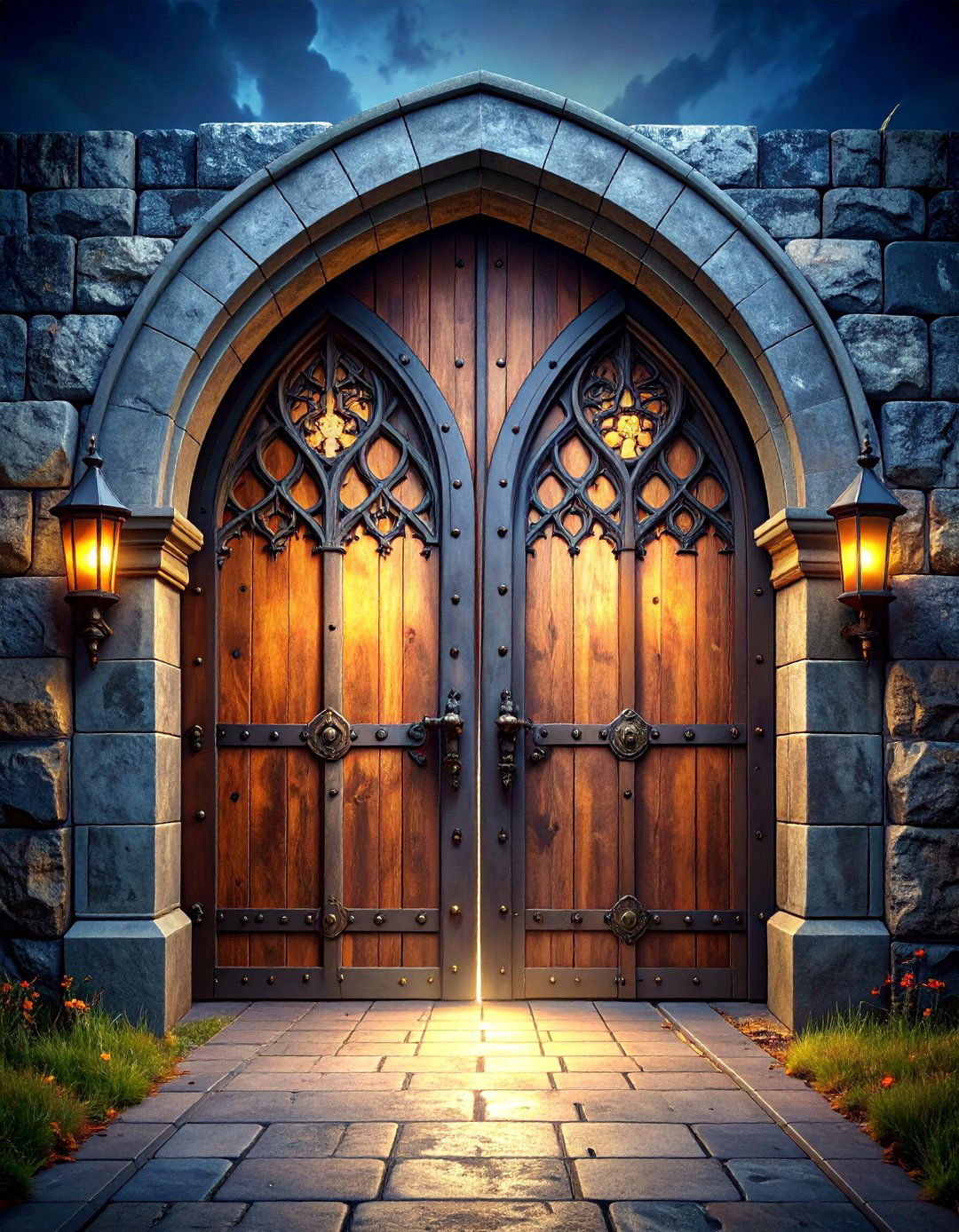 Fortress Gate Style Double Gothic Doors - 25 Gothic Front Door Ideas