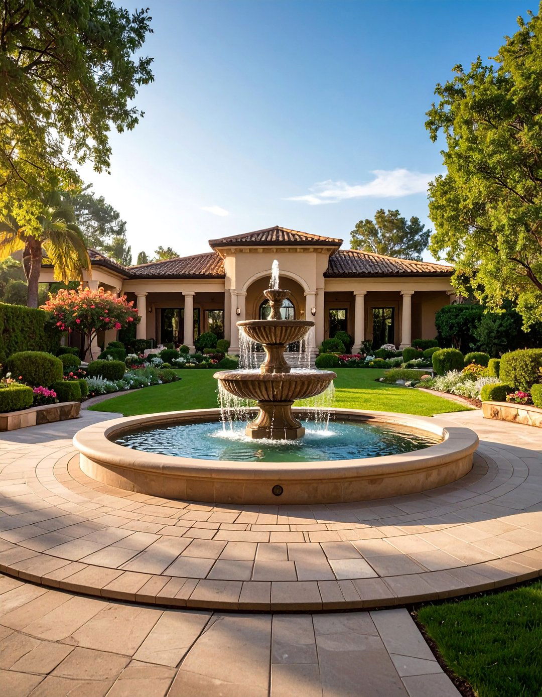 Fountain Feature Circular Driveway - 25 driveway entrance ideas