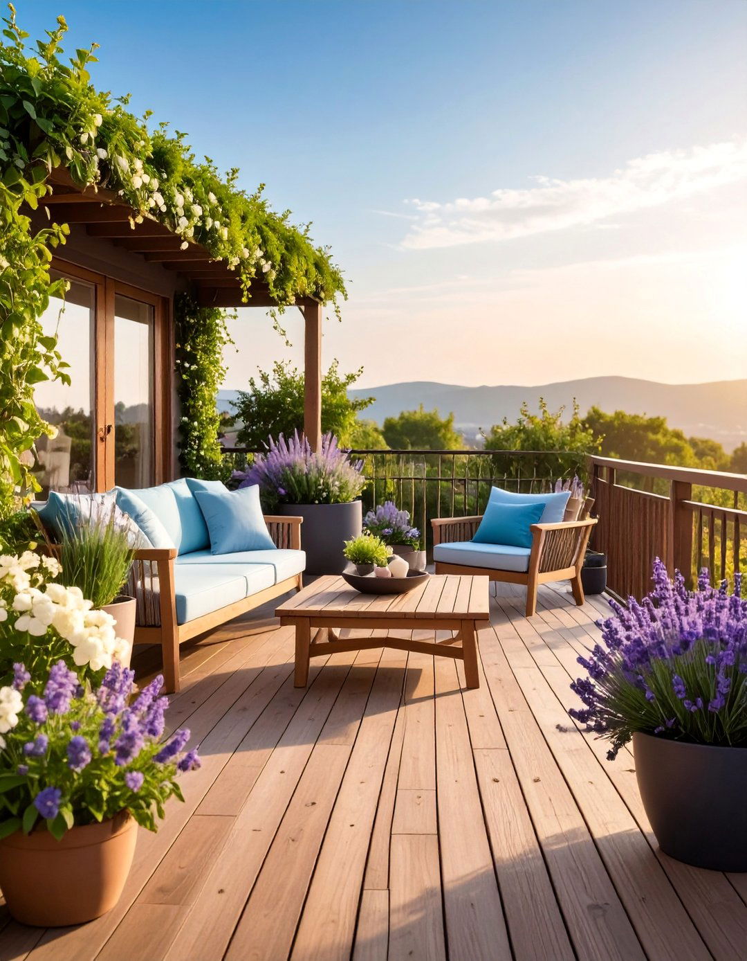 Fragrant Garden Deck with Aromatic Plant Collections - 25 Deck Decorating Ideas With Plant