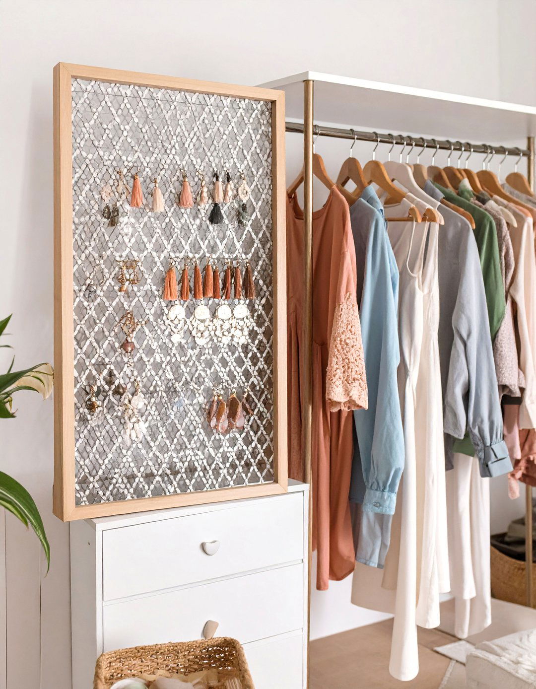 Framed Metal Mesh Earring Display - 25 Earring Storage Ideas