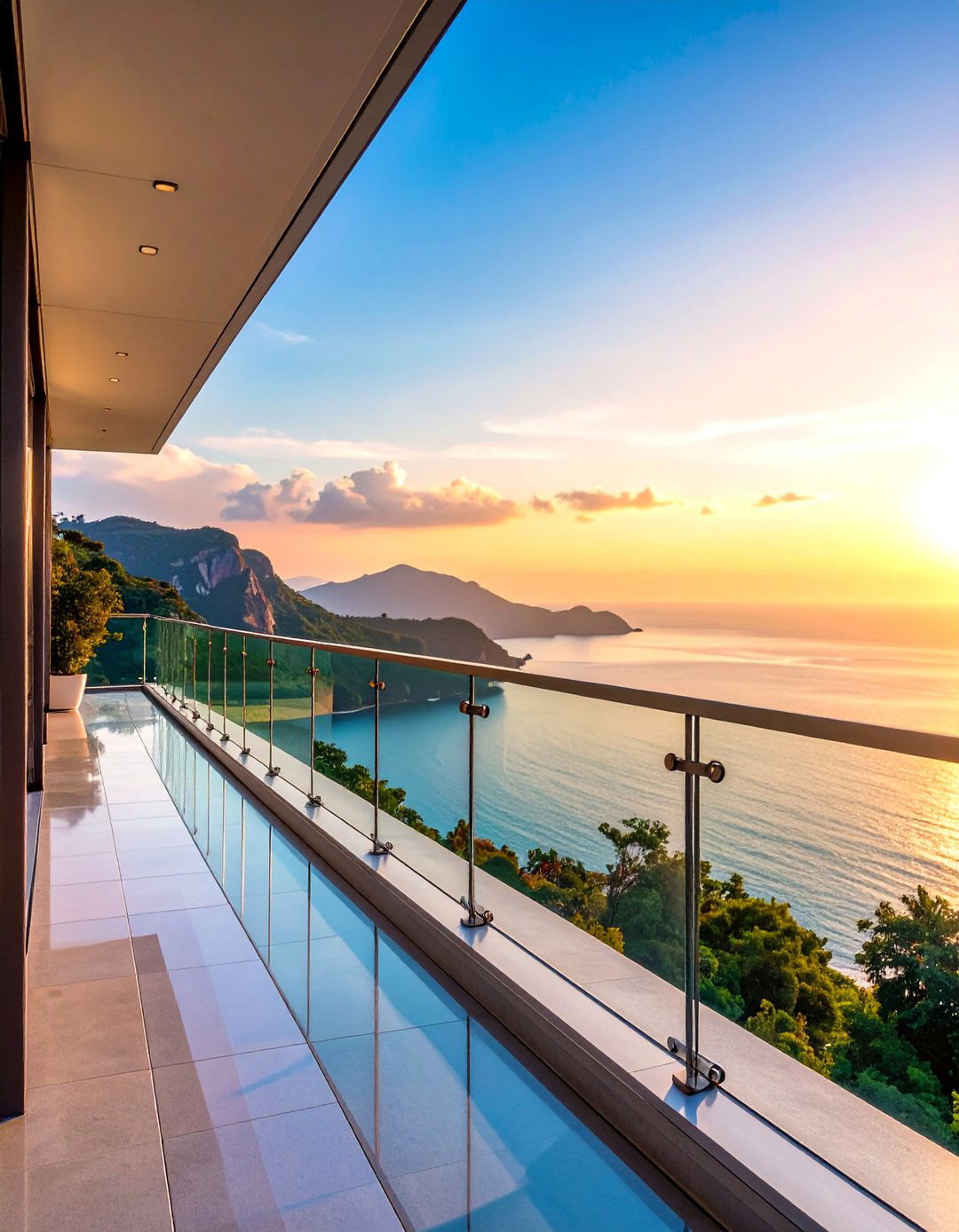 Frameless Glass Balcony with Minimalist Design - 25 Glass Balcony Design Ideas