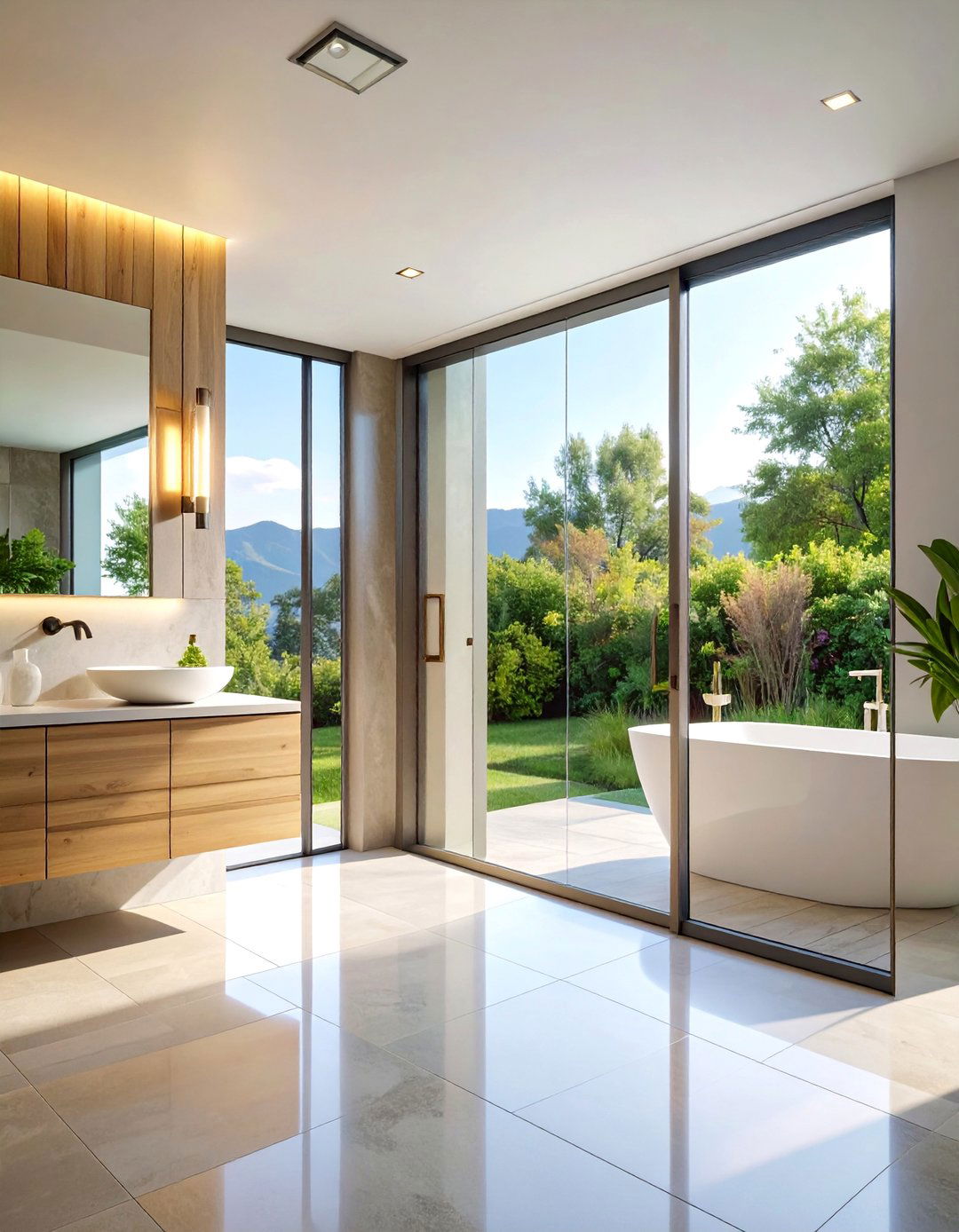Frameless Glass Swing Door with Concealed Hinges - 25 Bathroom Door Ideas