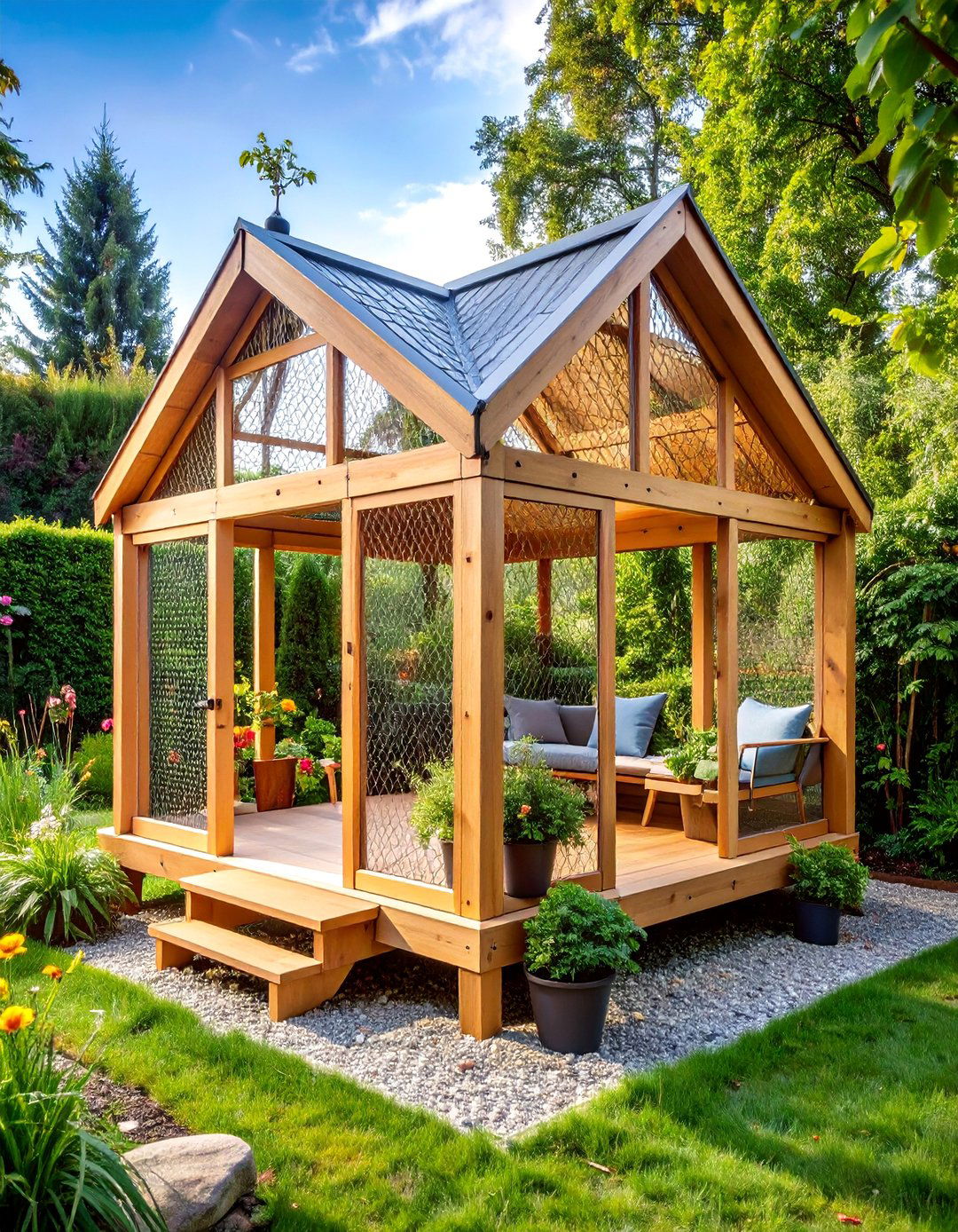 Freestanding Garden Sanctuary Catio - 25 Outdoor Catio Ideas