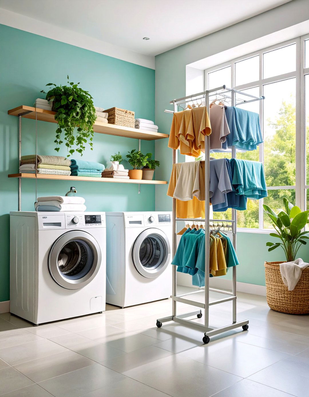 Freestanding Telescoping Drying Tower with Multiple Tiers - 25 Laundry Room Drying Rack Ideas