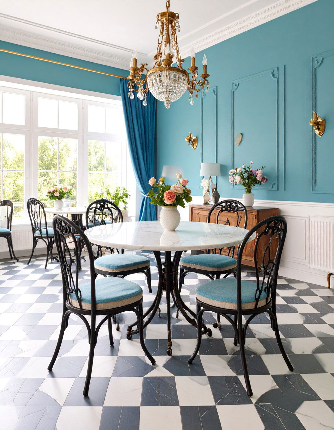 French Bistro Dining Room with Cafe Chairs - 25 French Country Dining Room Ideas