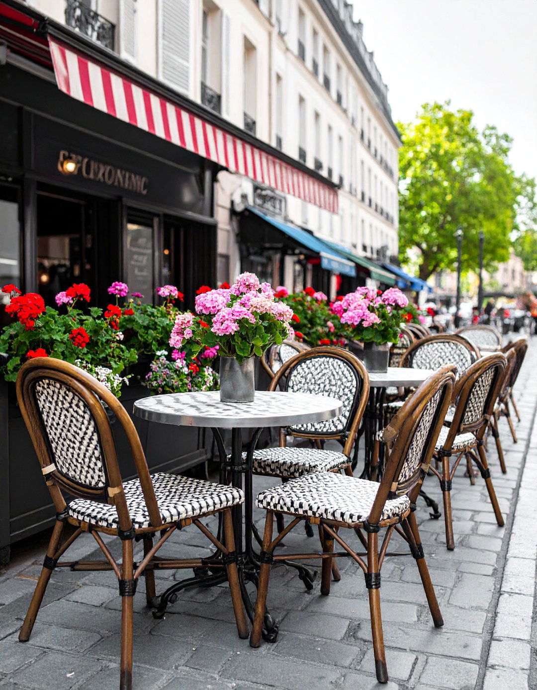 French Cafe Bistro with Checkered Patterns and Vintage Signs - 25 Party Decoration Ideas