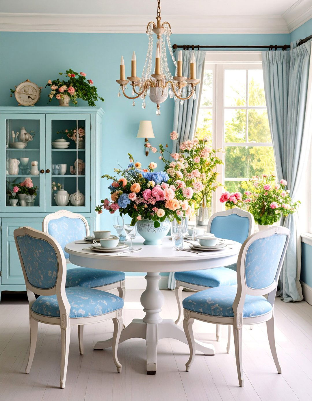 French Cottage Dining Room with Floral Patterns - 25 French Country Dining Room Ideas