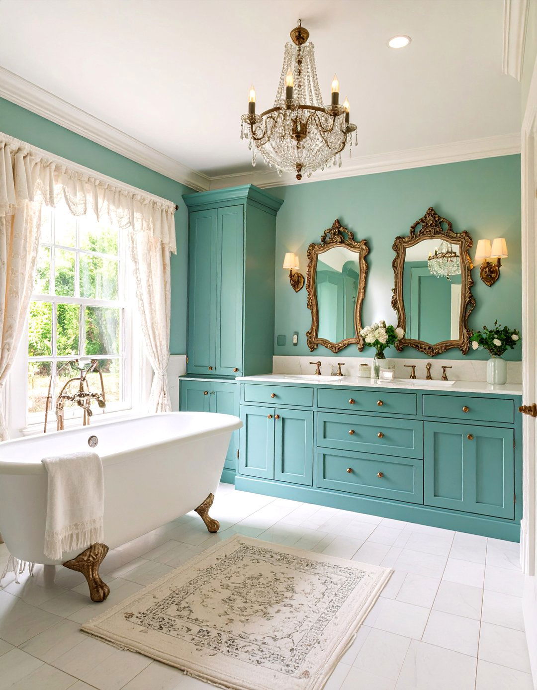 French Cottage with Periwinkle Blue Details - 25 Cottage Bathroom Ideas
