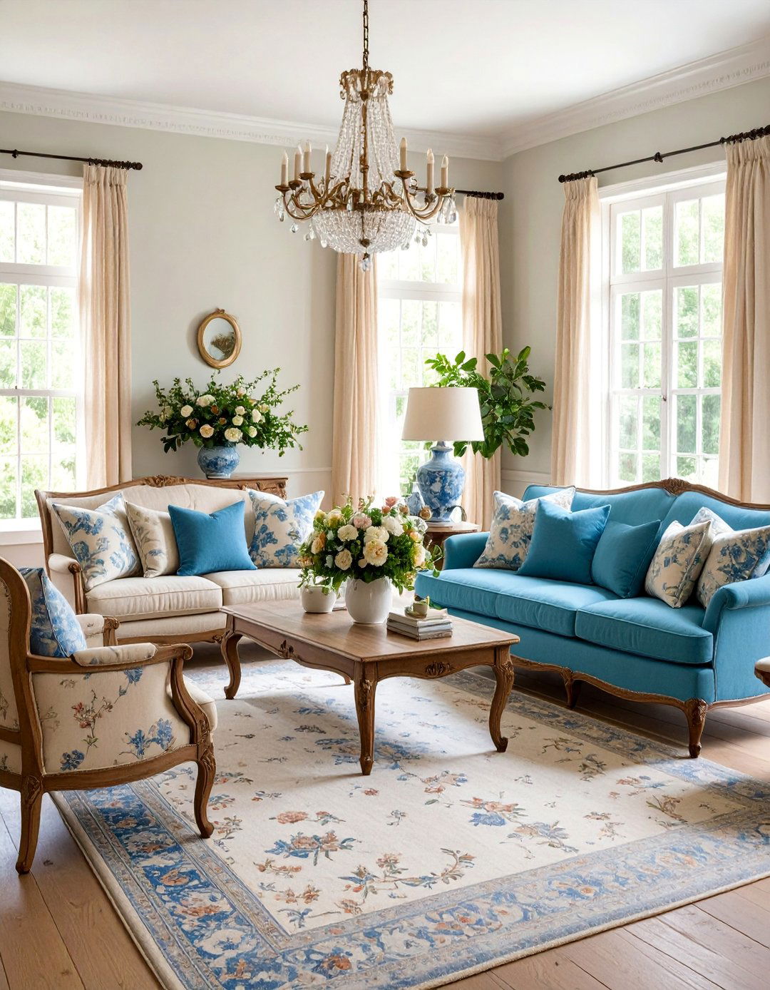 French Country Beige Living Room with Pastoral Elements - 25 Beige Living Room Ideas