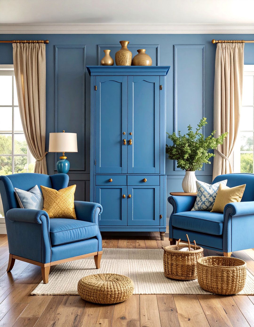French Country Blue and Gold Living Room - 25 Blue and Gold Living Room Ideas