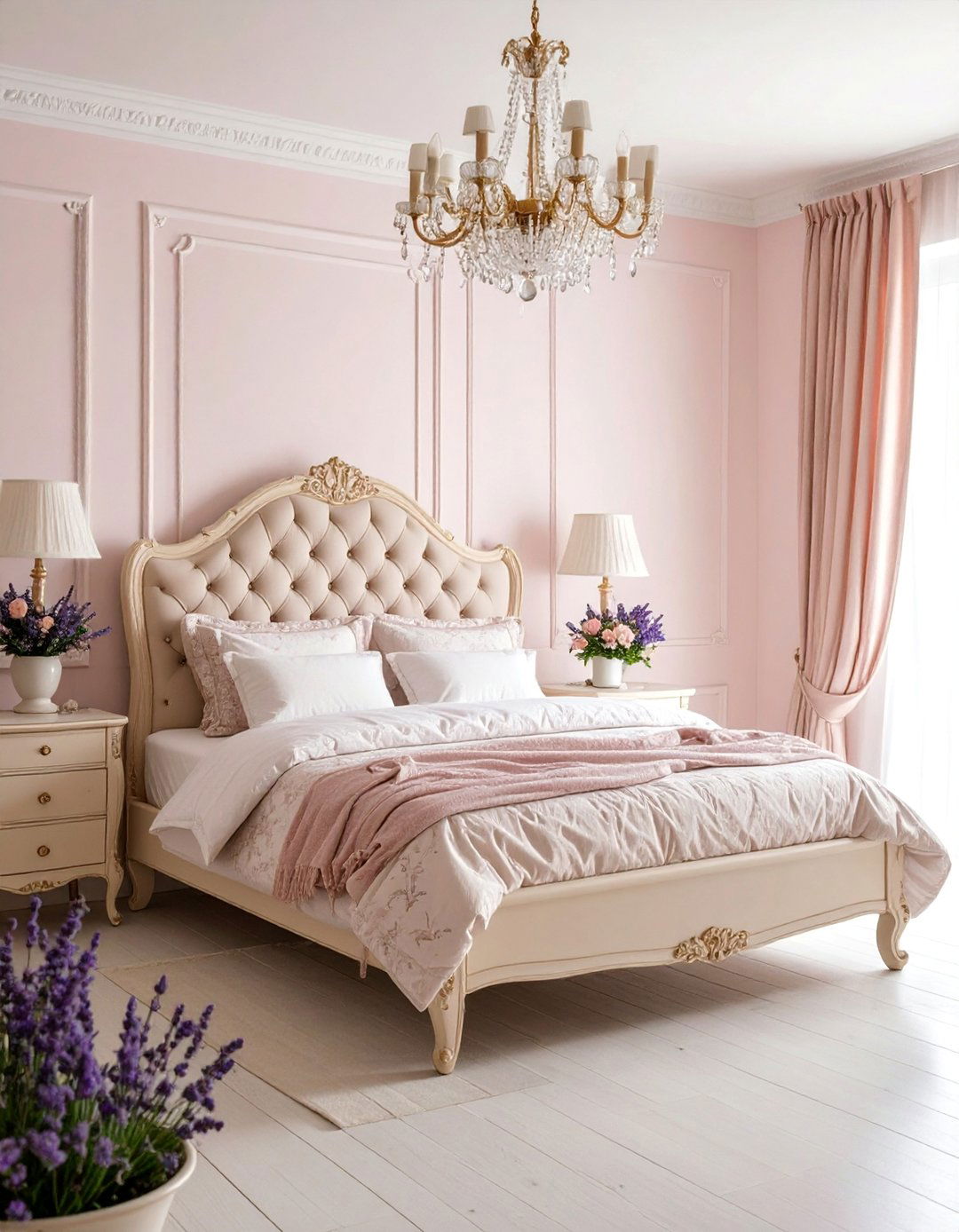 French Country Blush Pink Bedroom with Vintage Charm - 25 Blush Pink Bedroom Ideas