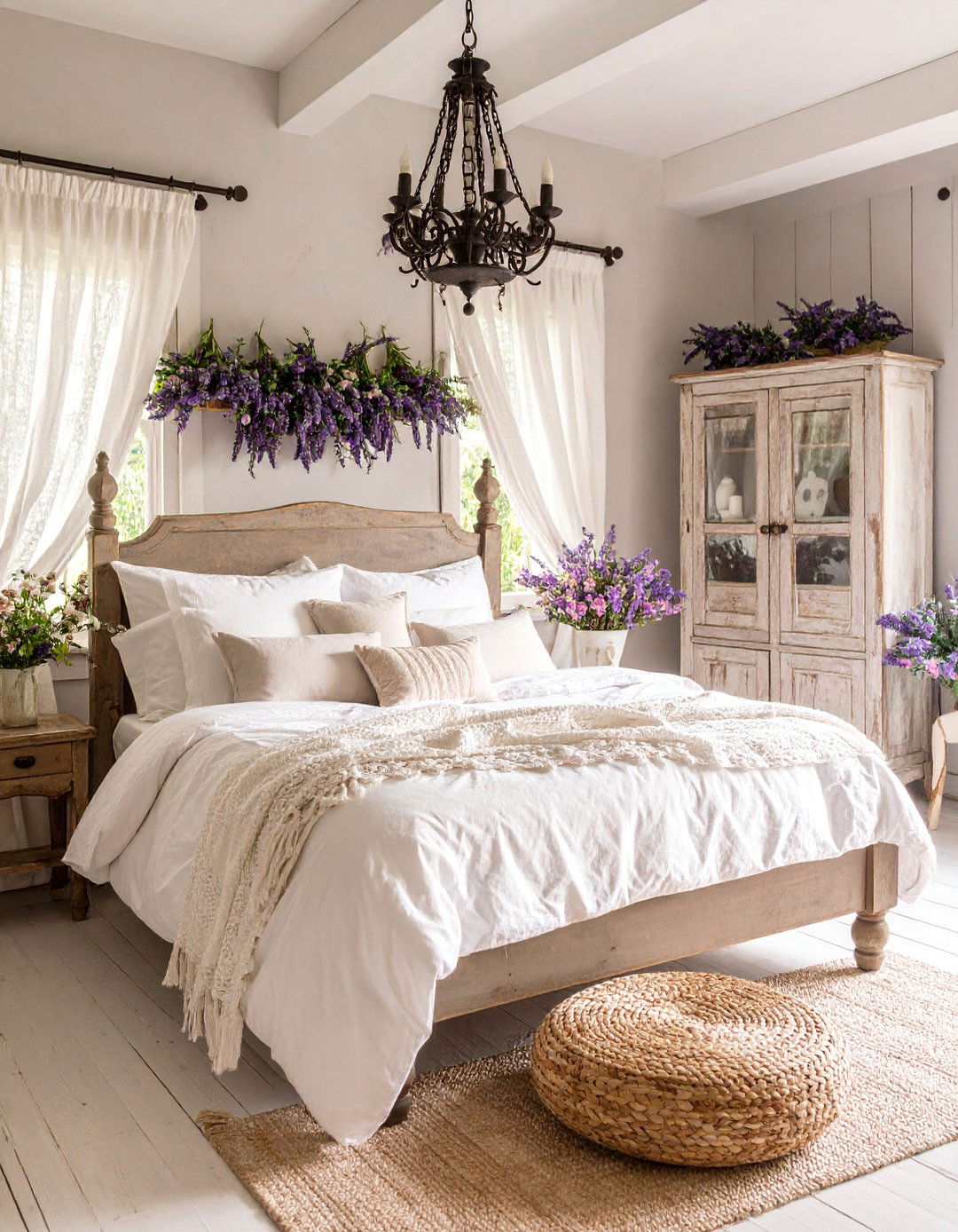 French Country Cottage Bedroom with Vintage Linens - 25 Cottage Bedroom Ideas