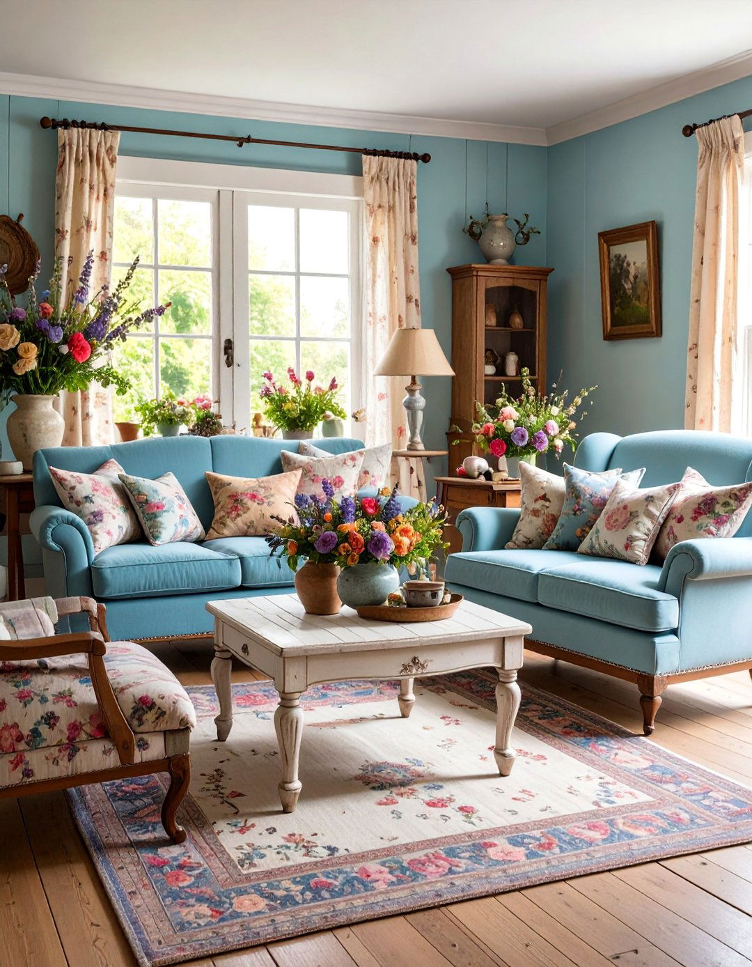 French Country Cottage with Shabby Chic Elements - 25 Vintage Living Room Ideas