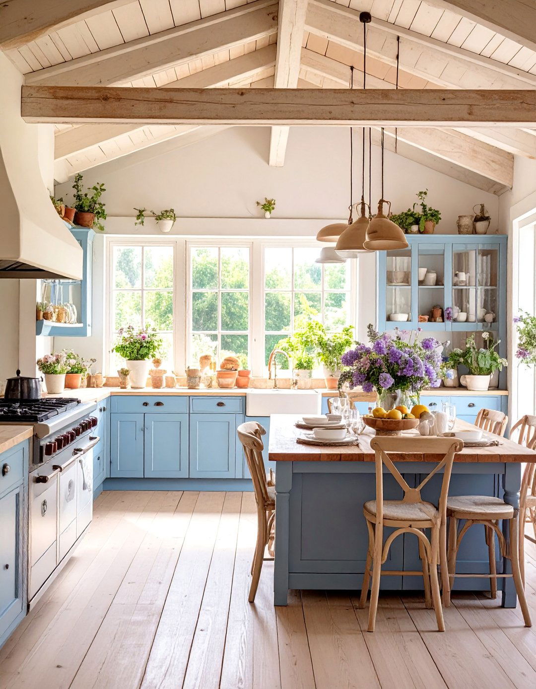 French Country Covered Cooking Space with Pastels - 25 Outdoor Kitchen with a Gazebo Ideas