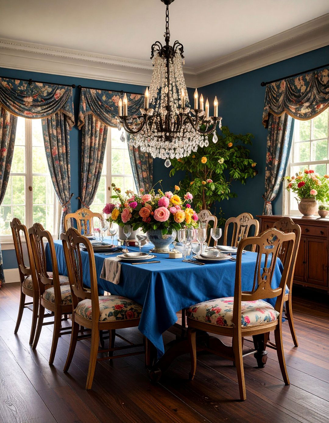French Country Dark Wood Floor Dining Room with Provincial Charm - 25 dark wood floor dining room ideas