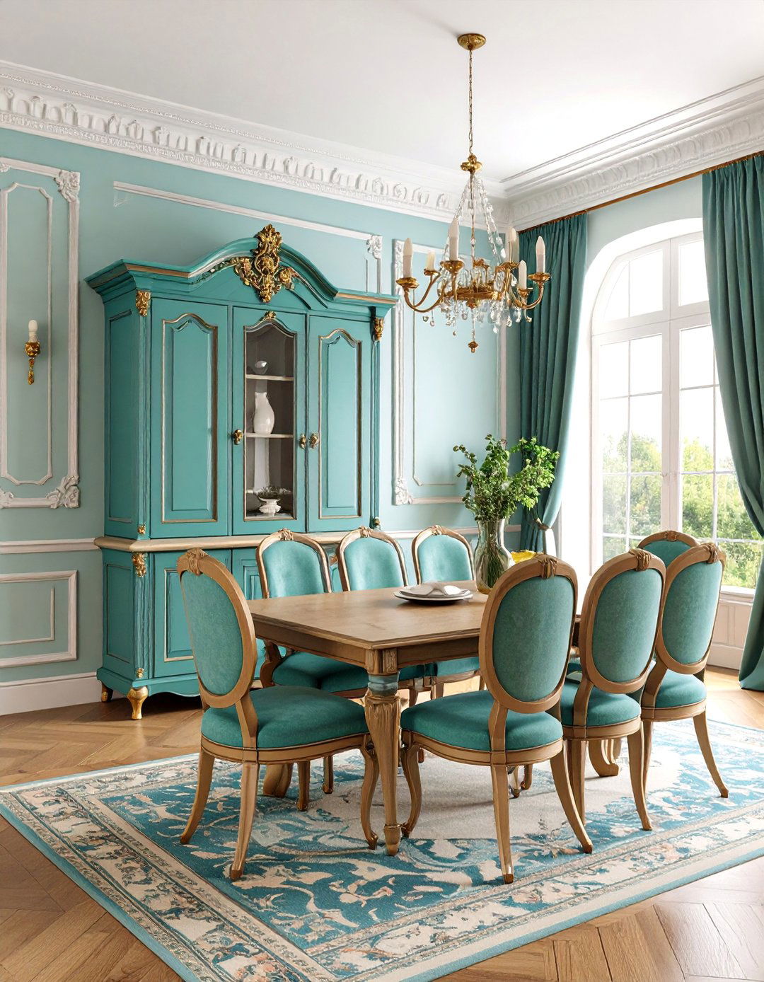French Country Dining Room with Antique Armoire - 25 French Country Dining Room Ideas