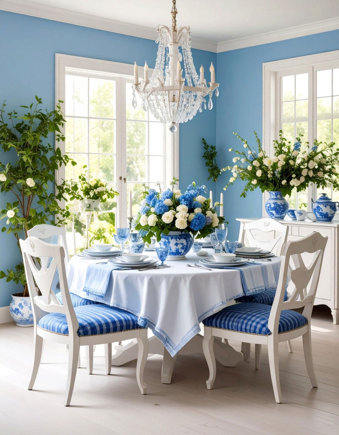 French Country Dining Room with Blue and White Theme - 25 French Country Dining Room Ideas