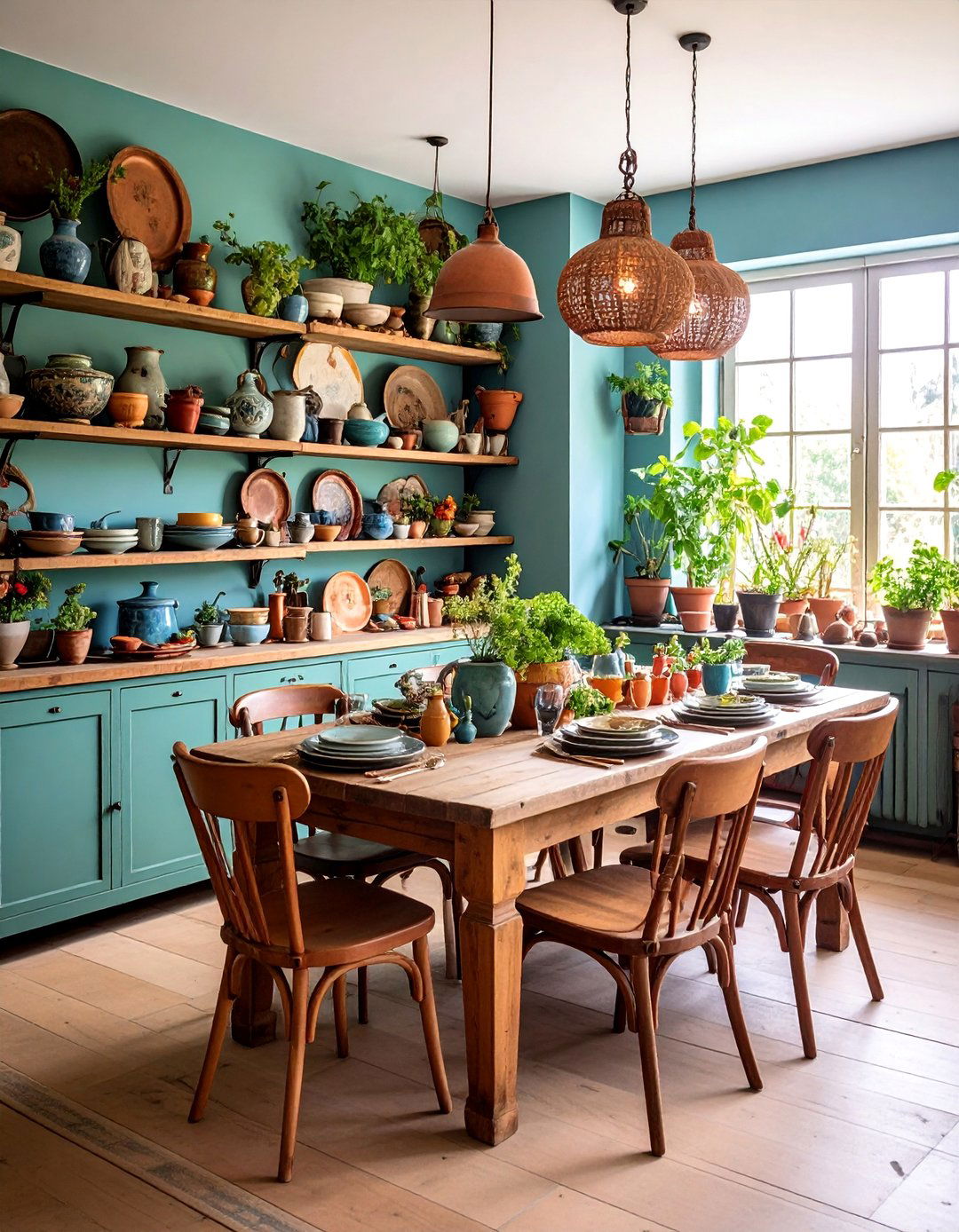 French Country Dining Room with Open Shelving - 25 French Country Dining Room Ideas