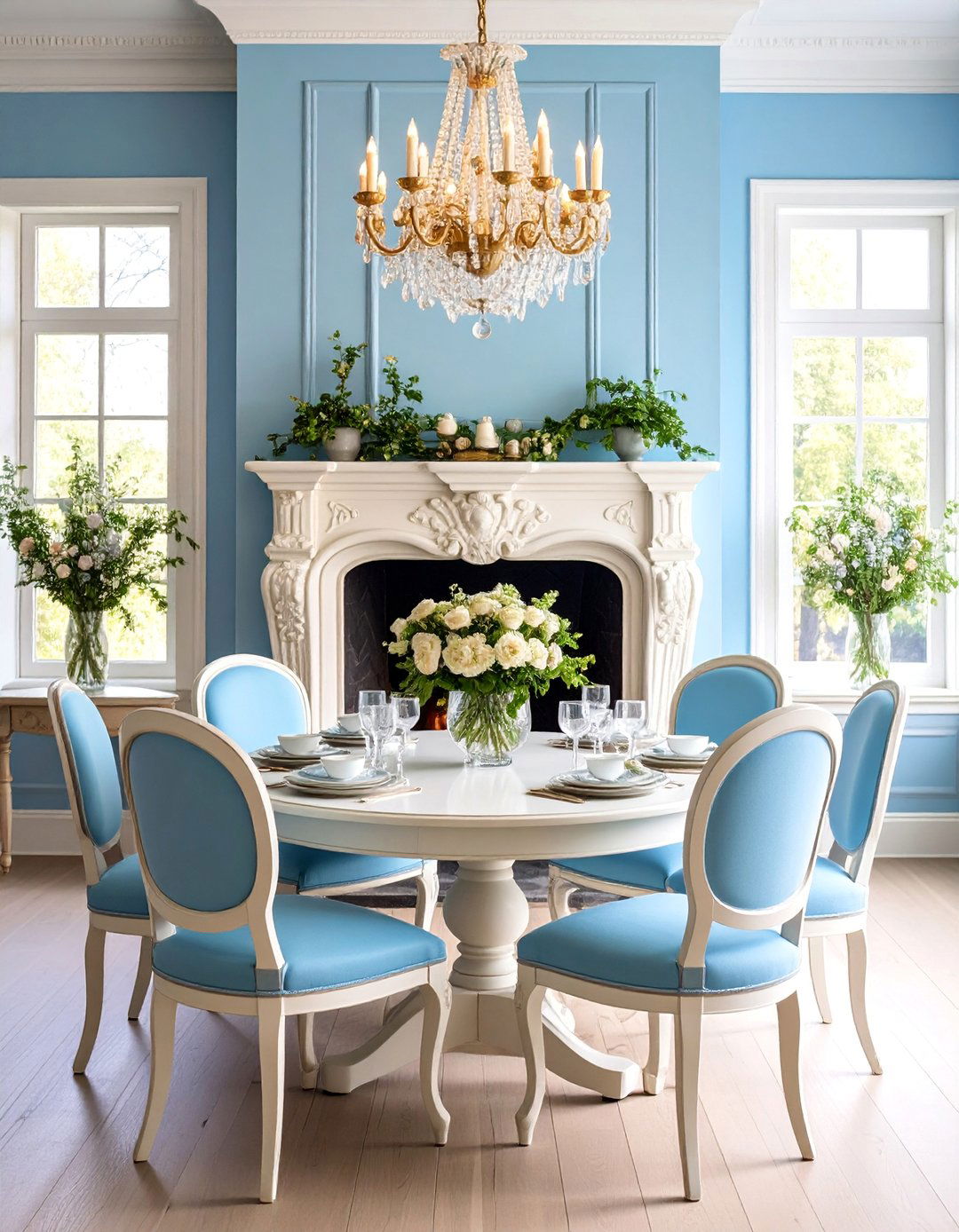 French Country Fireplace with Limestone Surround - 25 Dining Room With Fireplace