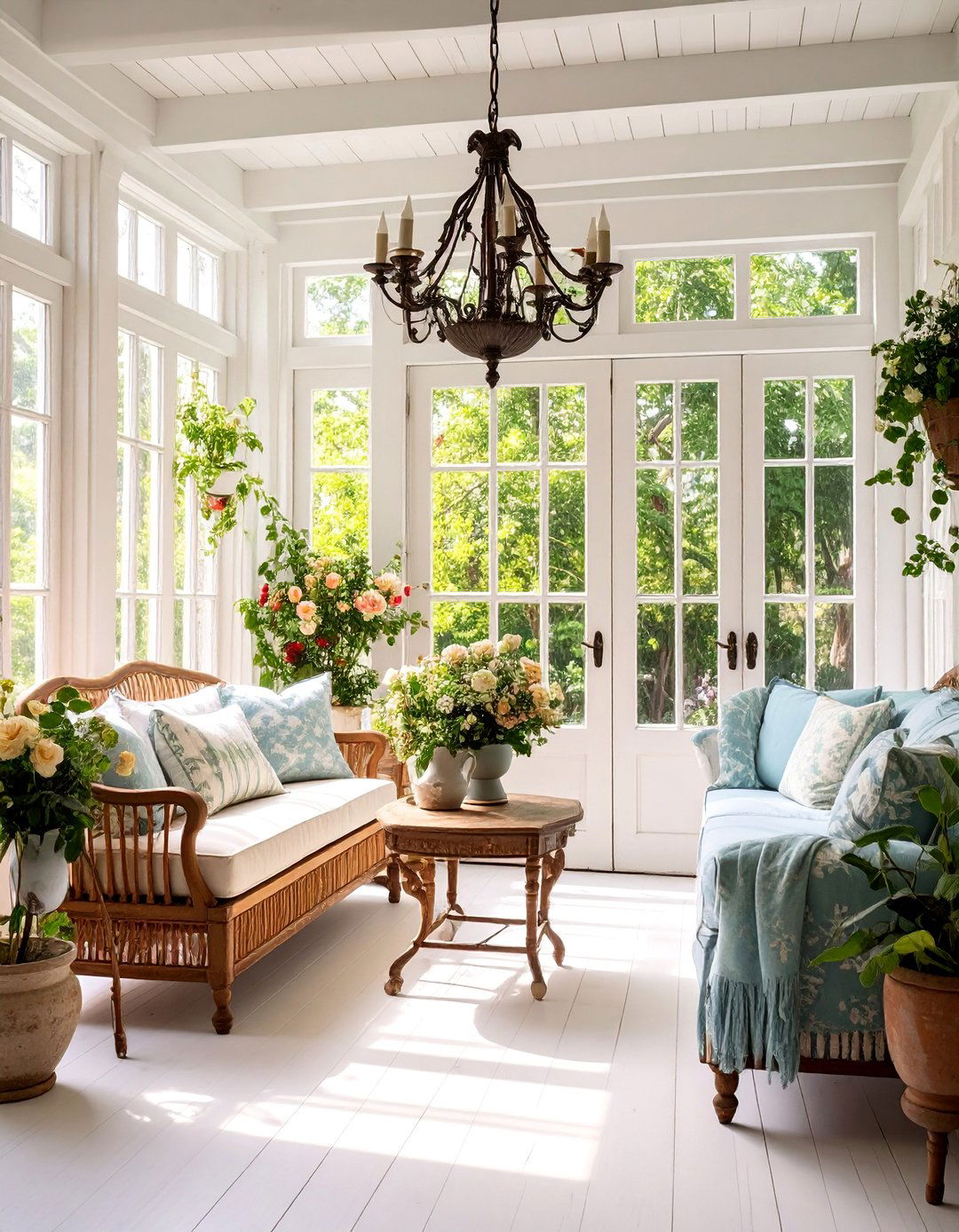 French Country Florida Room with Vintage Furniture and Pastoral Charm - 25 Florida Room Ideas