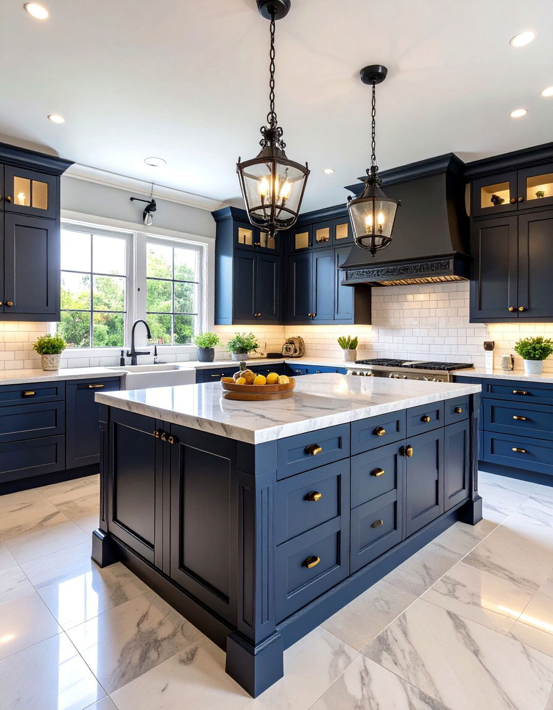 French Country Kitchen with Black Iron Hardware - 25 Black and White Kitchen Ideas