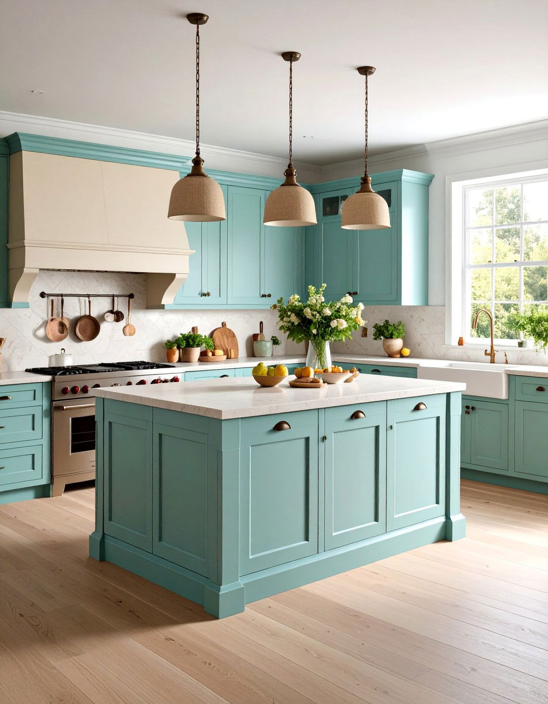 French Country Limestone and Aged Wood Combination - 25 Double Island Kitchen Ideas