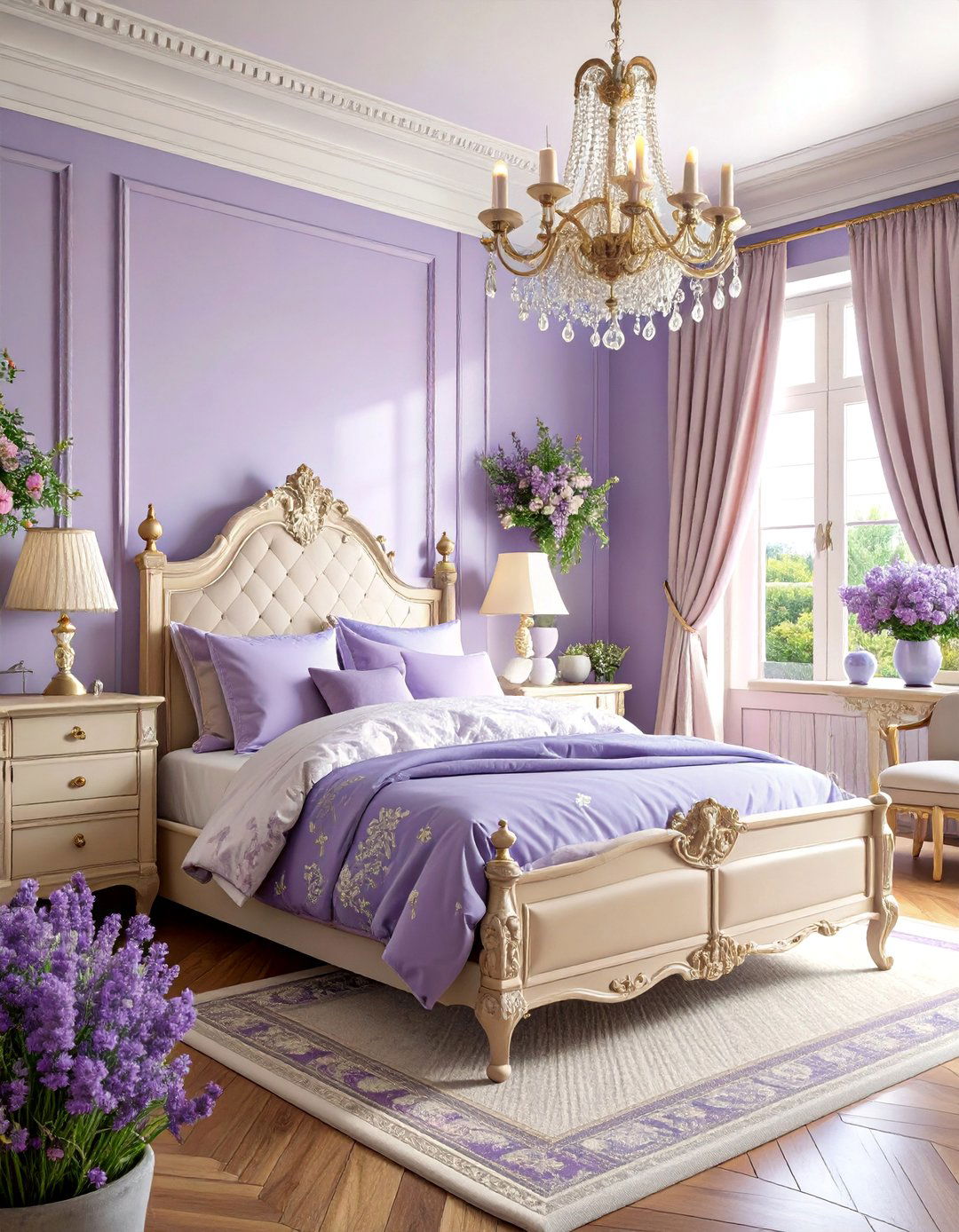 French Country Periwinkle Bedroom with Toile Patterns - 25 Periwinkle Bedroom Ideas