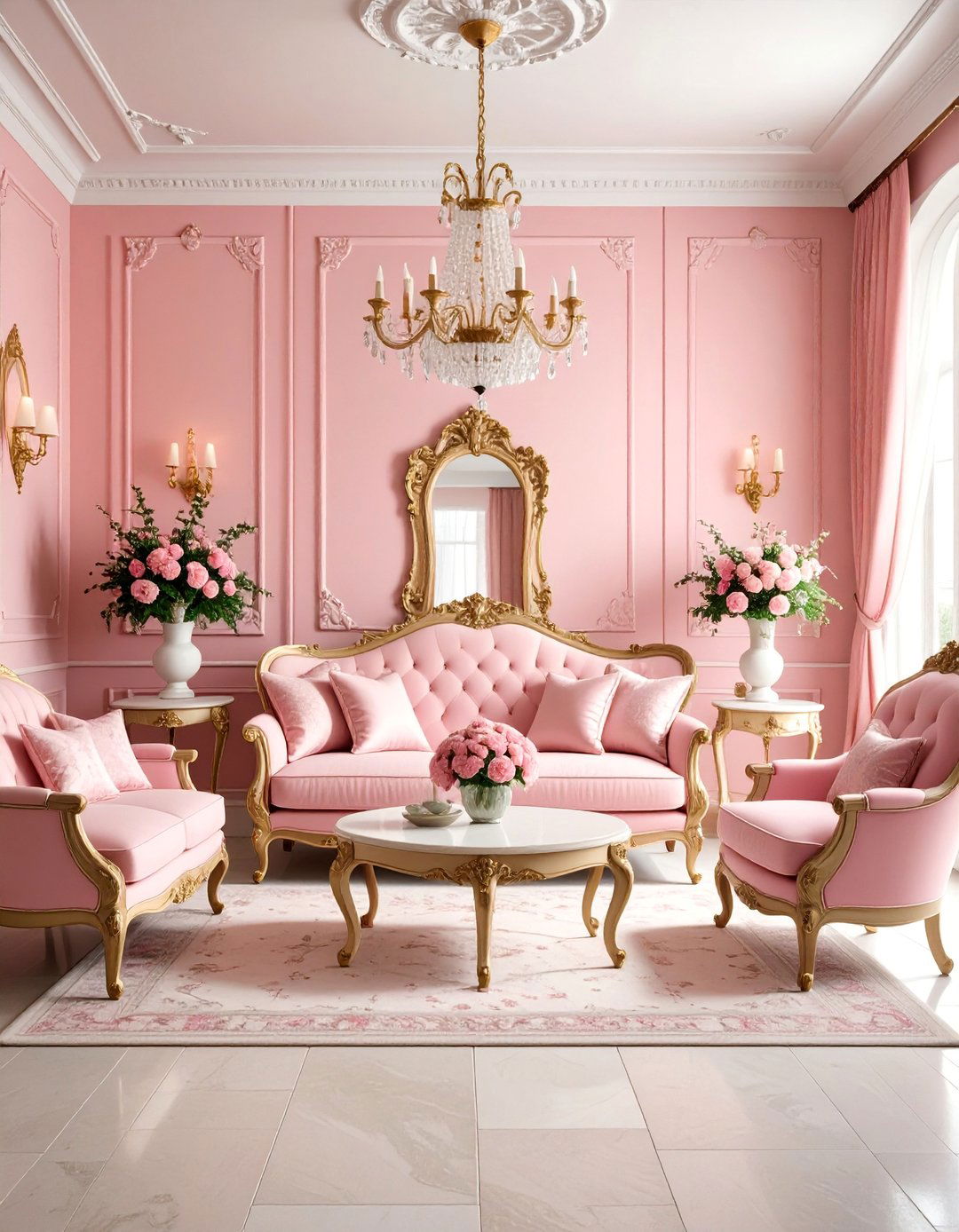 French Country Pink Living Room with Provincial Charm - 25 Pink Living Room Ideas