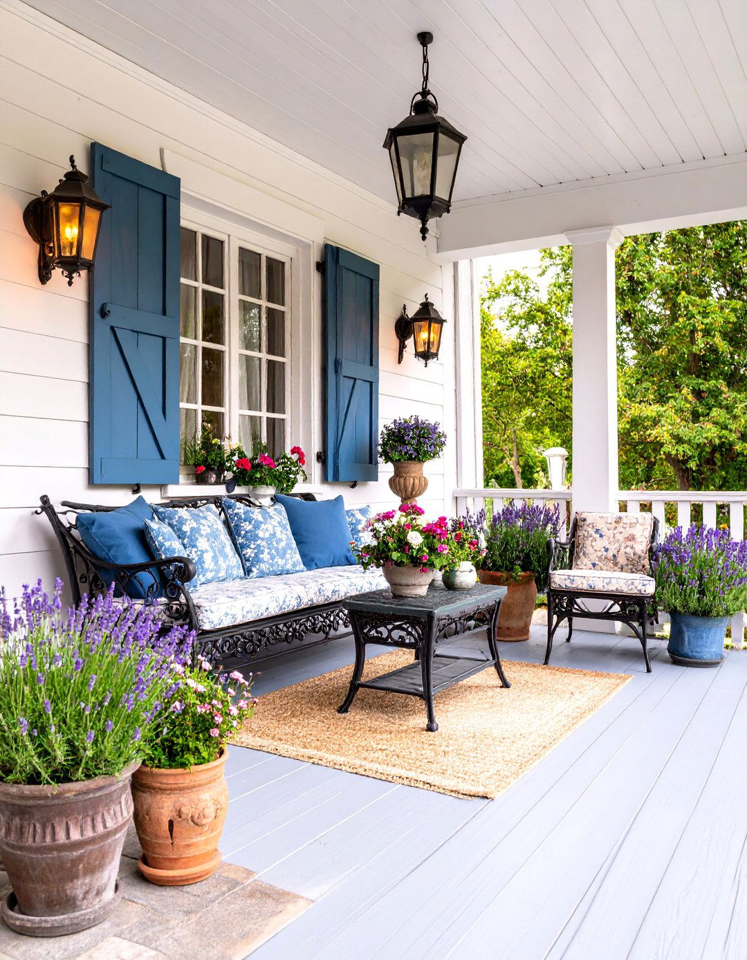 French Country Porch with Elegant Details - 25 Small Porch Ideas