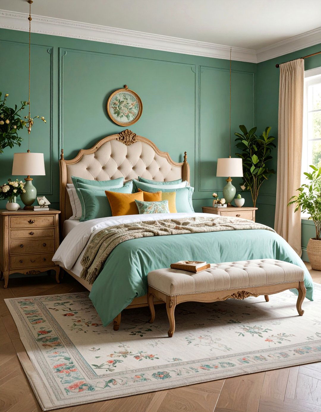 French Provincial Bedroom with Hand Painted Furniture - 25 Parisian Themed Bedroom Ideas