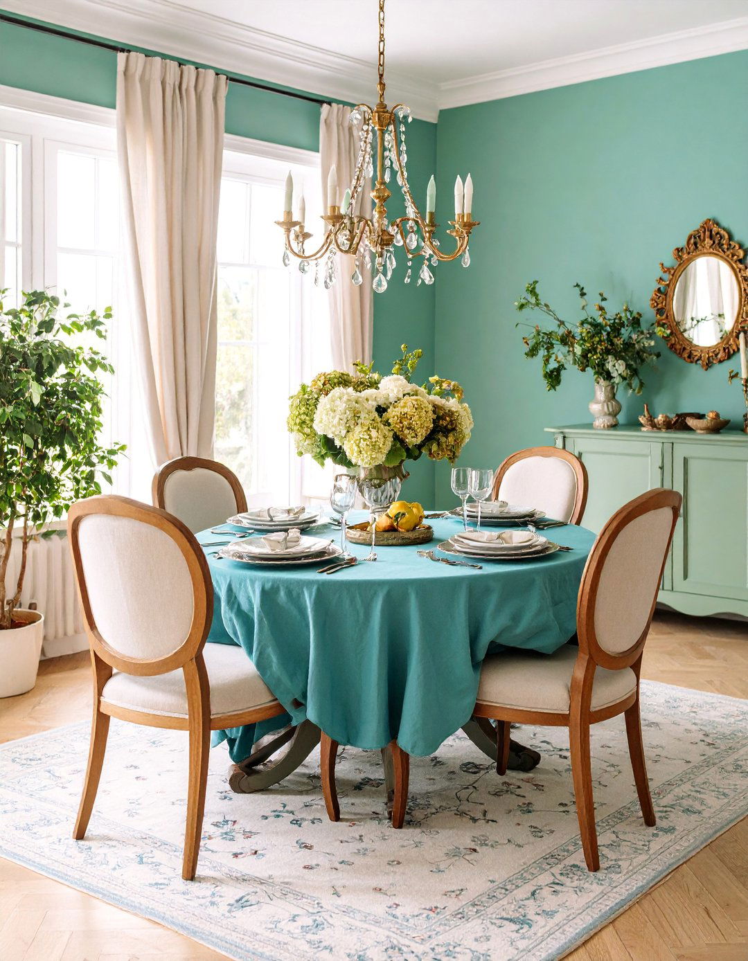 French Provincial Dining Room with Painted Buffet - 25 French Country Dining Room Ideas