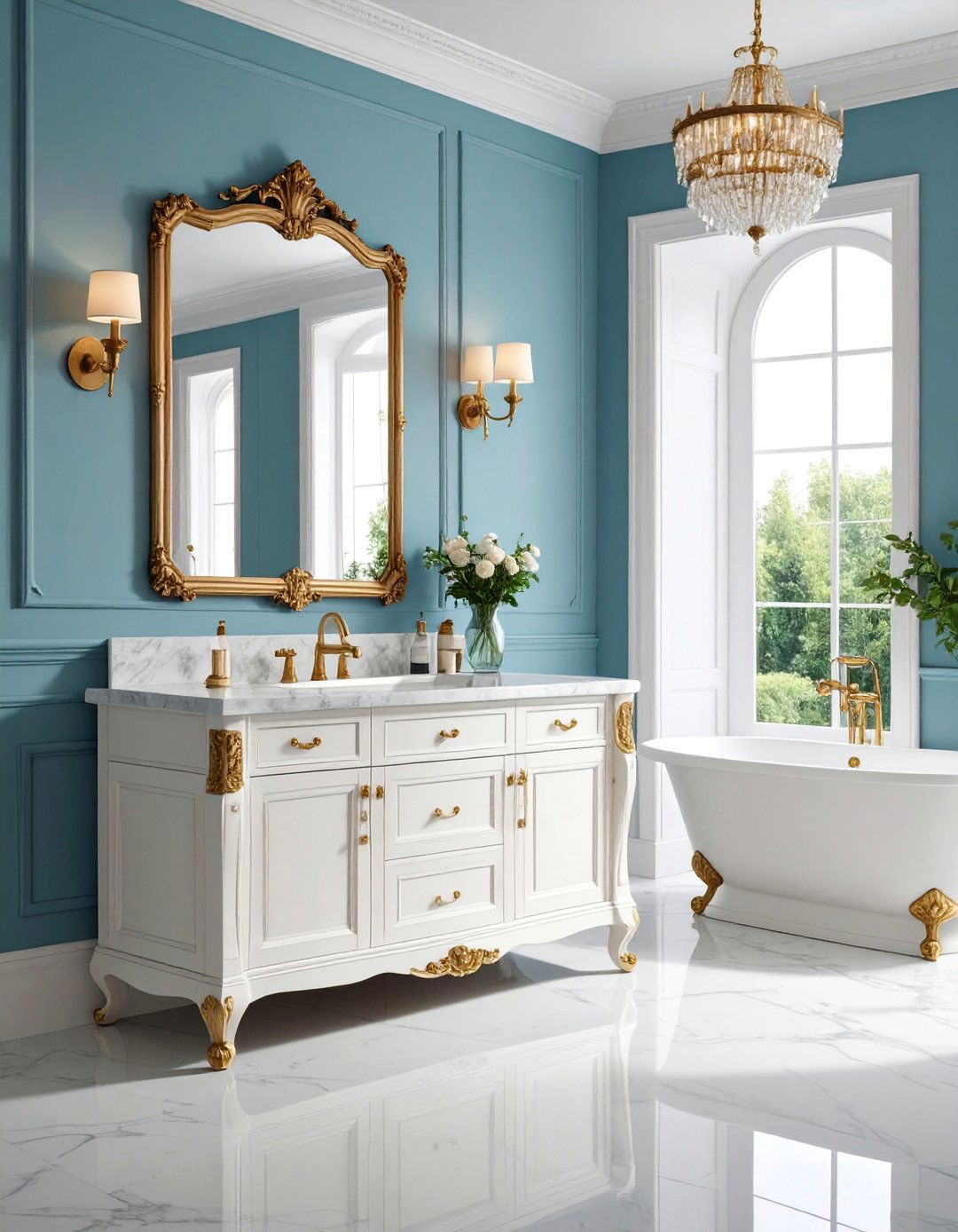 French Provincial Distressed Wood Bathroom Vanity - 25 Wood Bathroom Vanity Ideas