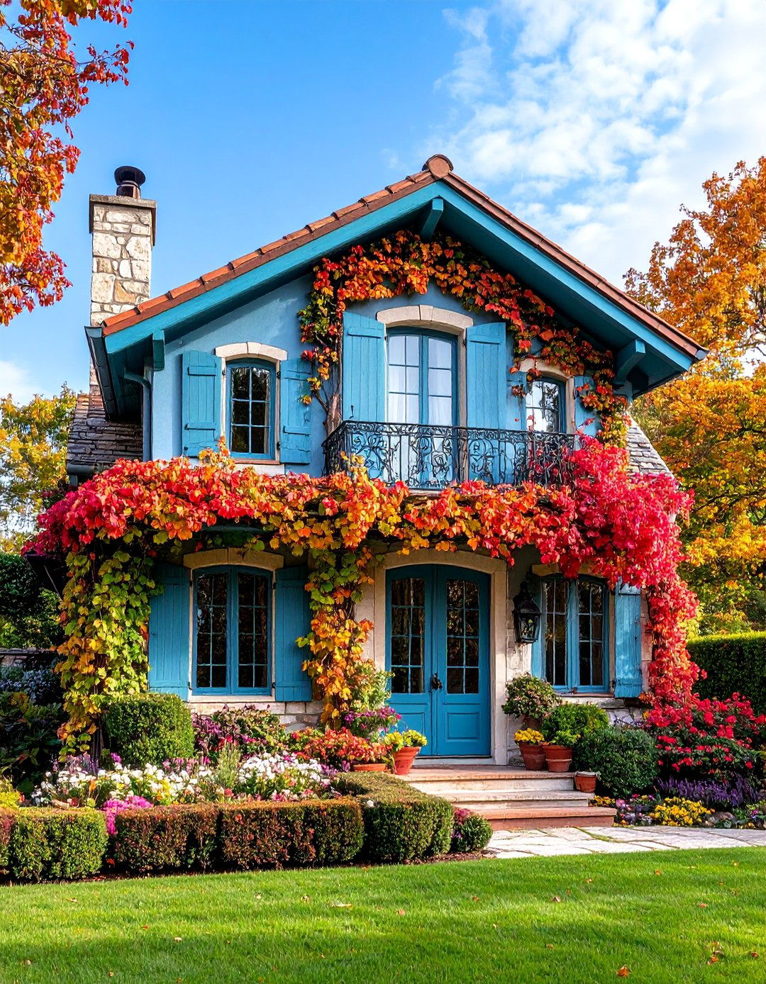 French Provincial Dormer with Limestone Accents - 25 Dormer Balcony Ideas