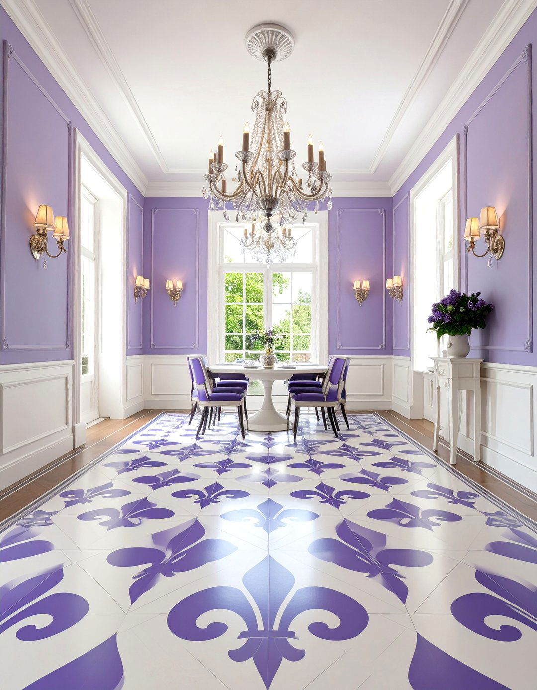 French Provincial Fleur de Lis Painted Floor - 25 Painted Floor Ideas