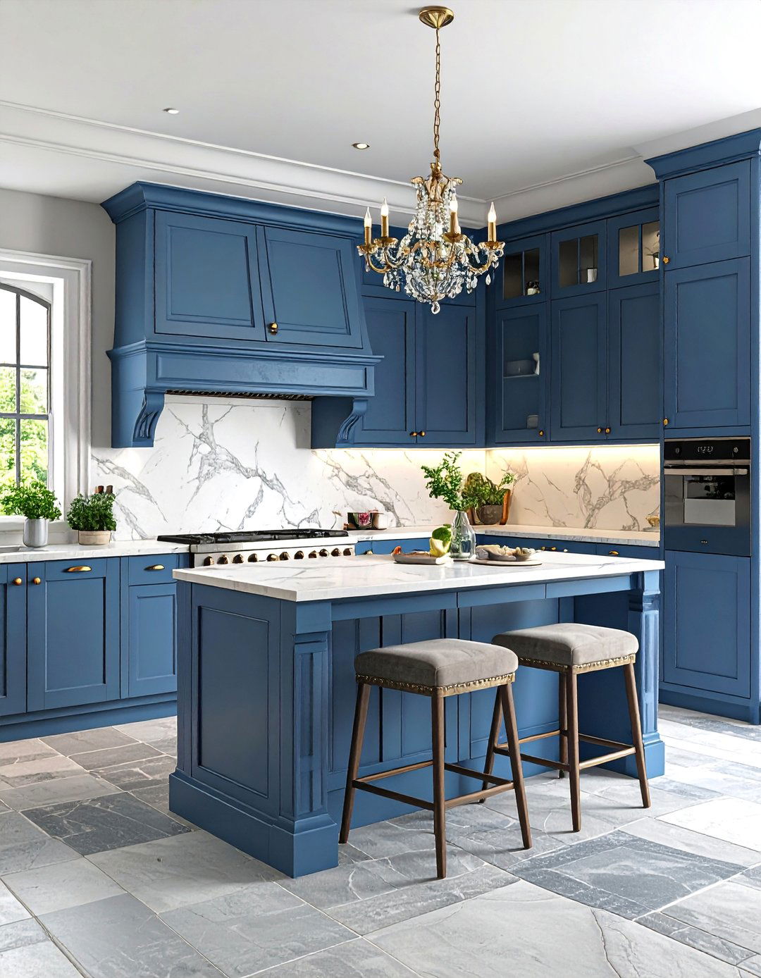 French Provincial Kitchen with Limestone and Slate Combination - 25 Kitchens With Slate Floors
