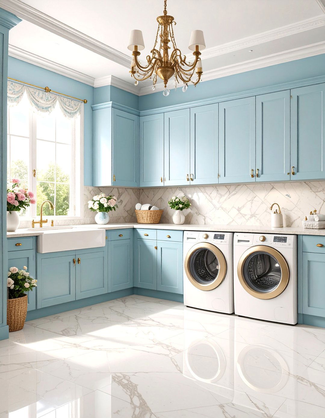 French Provincial Laundry Room with Curved Details - 25 Laundry Room Decor Ideas
