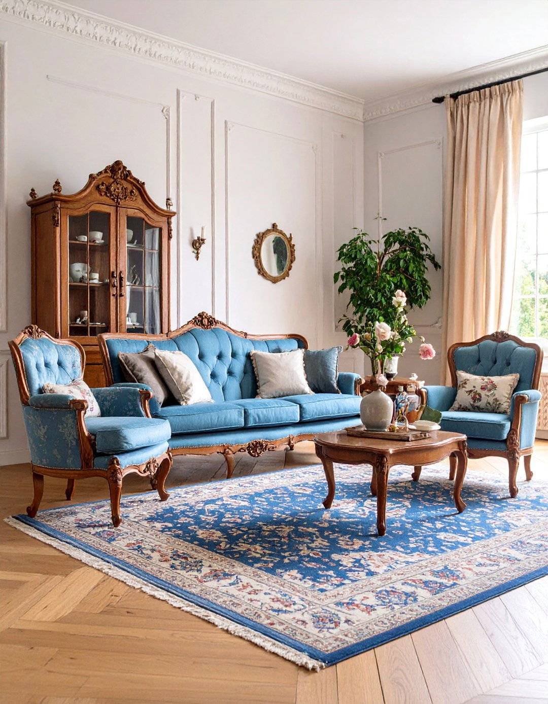 French Provincial Living Room with Antique Furniture - 25 Shabby-chic Style Living Room Ideas