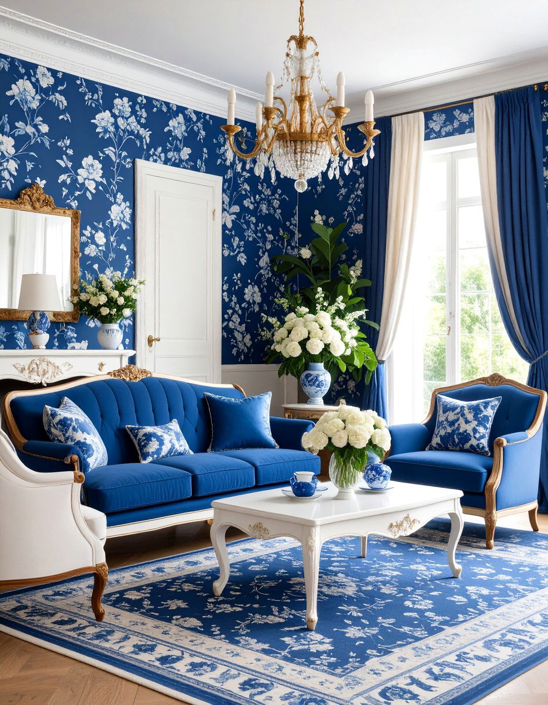 French Toile Pattern Paradise Traditional - 25 French Interior Design Ideas